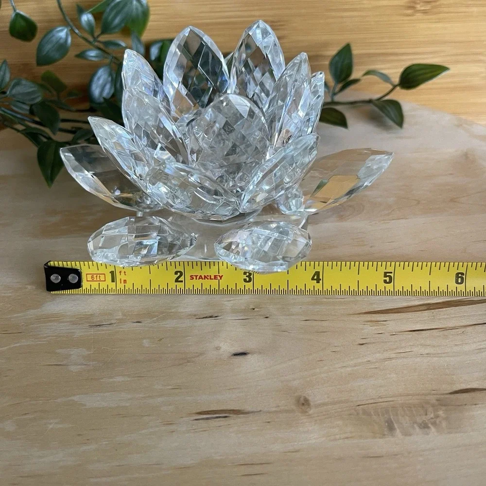 Vintage Shannon Crystal by Godinger Lotus Flower Candle Holders Pair Set Of 2